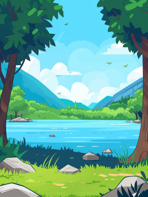 Chitrmela landscape lake bottom view 2d style animation game 2d  d549538f 0870 46cc bf08 6d764583282b 3