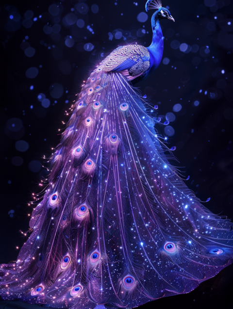 Chitrmela purple fantasy peacock on black background fantasy sce c598434c cbef 4b27 924f 2c4359d501ca 1