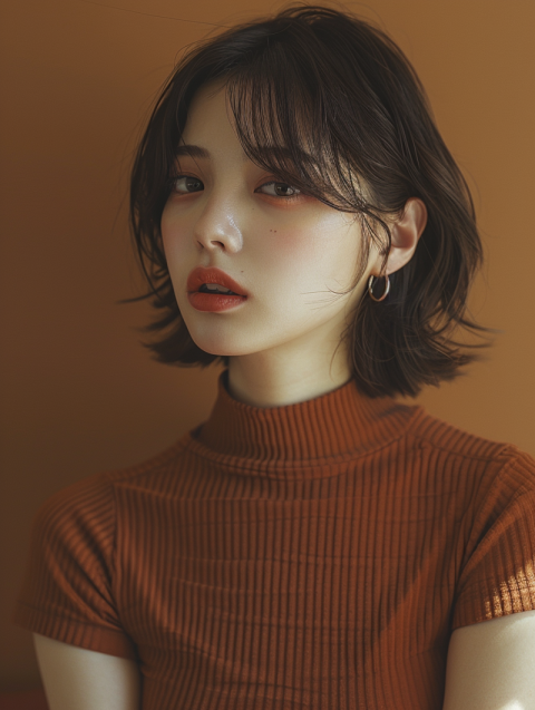 Chitrmela cute asian girl in brown short sleeve rib top in the s 117949b0 d7b1 4b24 88fa 76cf1f0fd68c 1