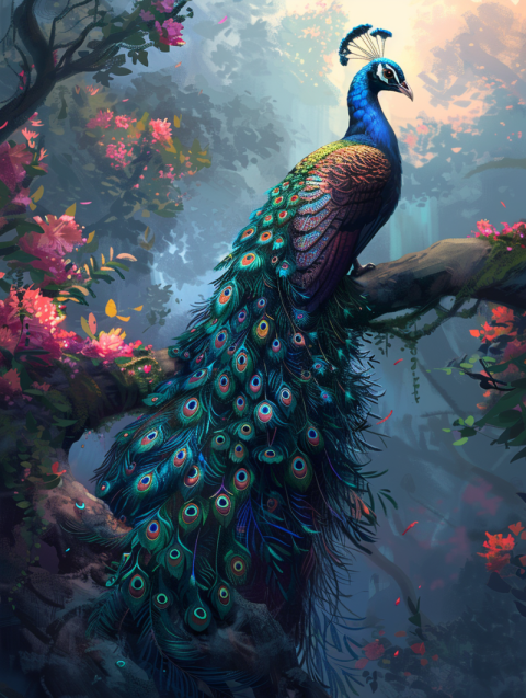 Chitrmela illustration of a beautiful peacock fantasy   ar 34    6a0b0019 ab9b 429e 8312 c8bb17ae2c0d 1