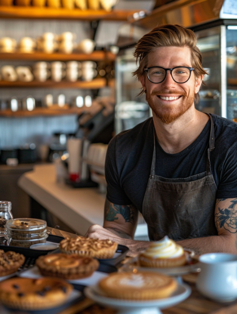 Chitrmela a handsome masculine hipster barista smiling into the  f0f76b01 745b 4cea a8aa e21c5a5bf693 0