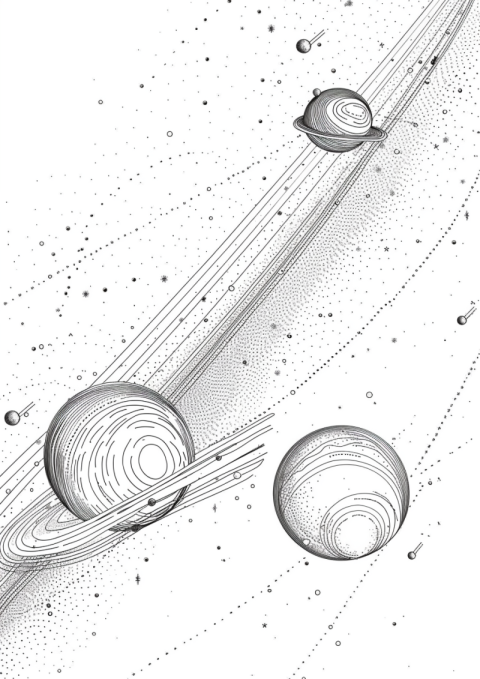 Chitrmela a solar system in space made of lines sketch style ele 87f313fb fc5b 4d41 80b0 d1a8f9b0514d 3