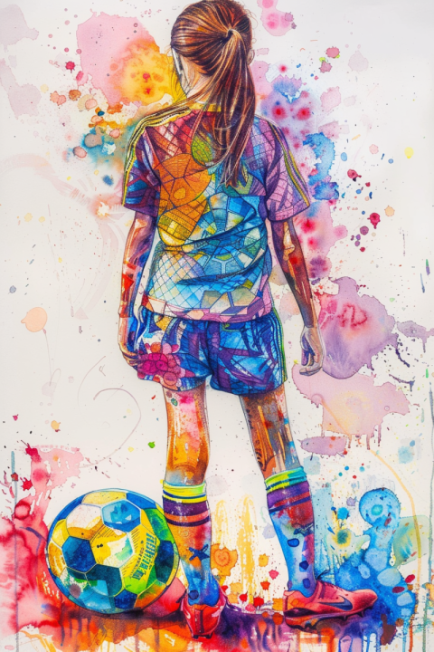 Chitrmela a full body watercolor painting of a young girl soccer de557ddf 539c 4486 b7b8 4abc67516ce8 3