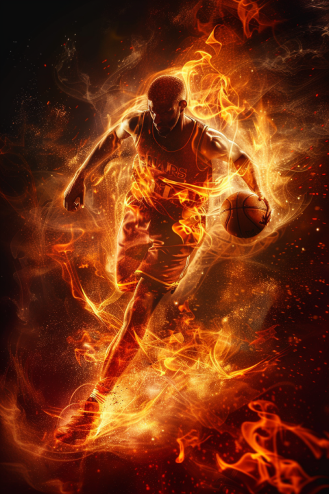 Chitrmela Basketball player with a flaming ball on a black backg 0f6bb203 36fb 4bdf 91f5 8b8013e316ea 3