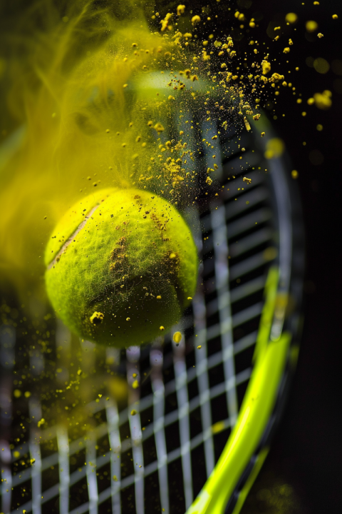 Chitrmela macro detail of a yellow tennis ball hitting a racket  0f97418b a92f 4ea5 af11 e61c8077693d 0