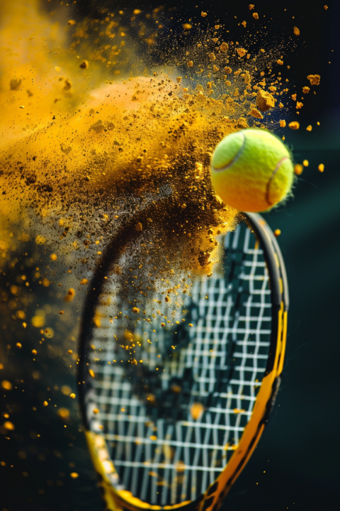 Chitrmela macro detail of a yellow tennis ball hitting a racket  0f97418b a92f 4ea5 af11 e61c8077693d 3