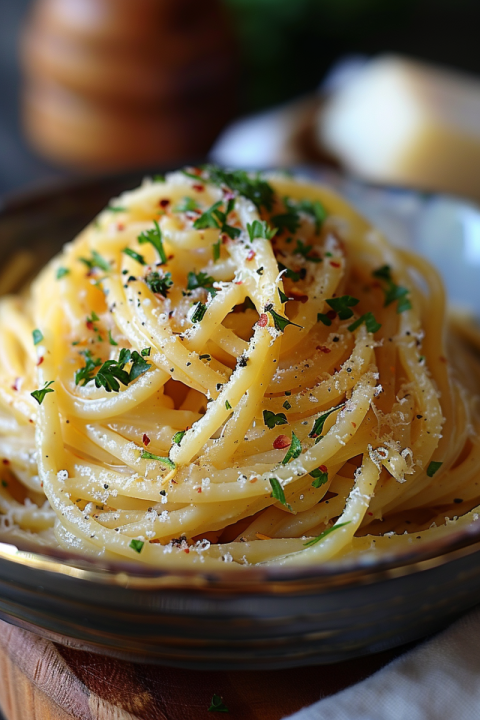 Chitrmela close up of spaghetti with parsley in the style of lig 922a9674 698c 4cc5 be97 7fde5c175072 2