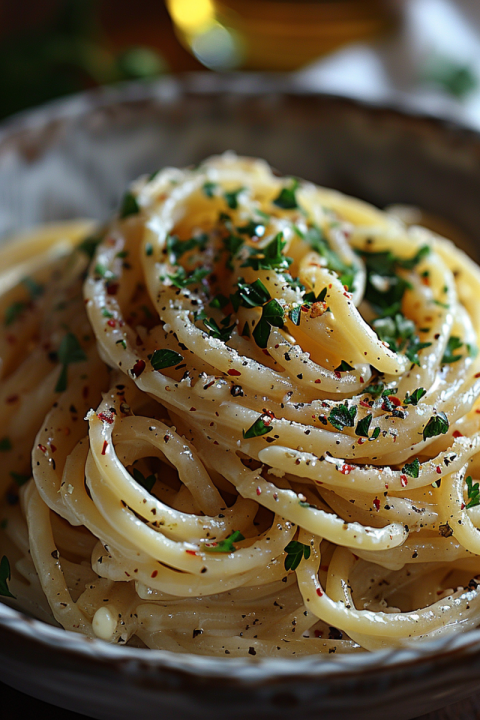 Chitrmela close up of spaghetti with parsley in the style of lig 922a9674 698c 4cc5 be97 7fde5c175072 1