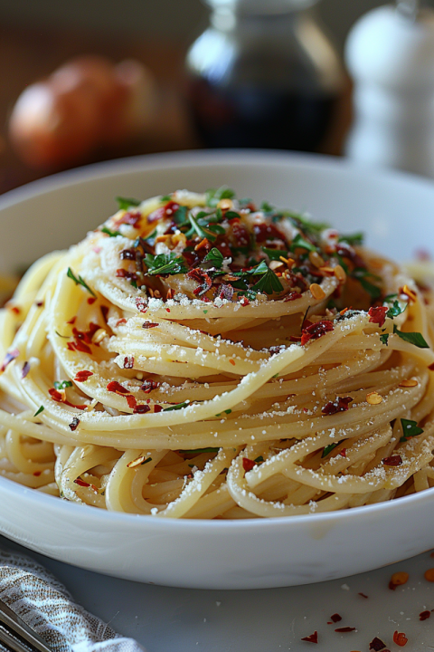 Chitrmela close up of spaghetti with parsley in the style of lig 922a9674 698c 4cc5 be97 7fde5c175072 0