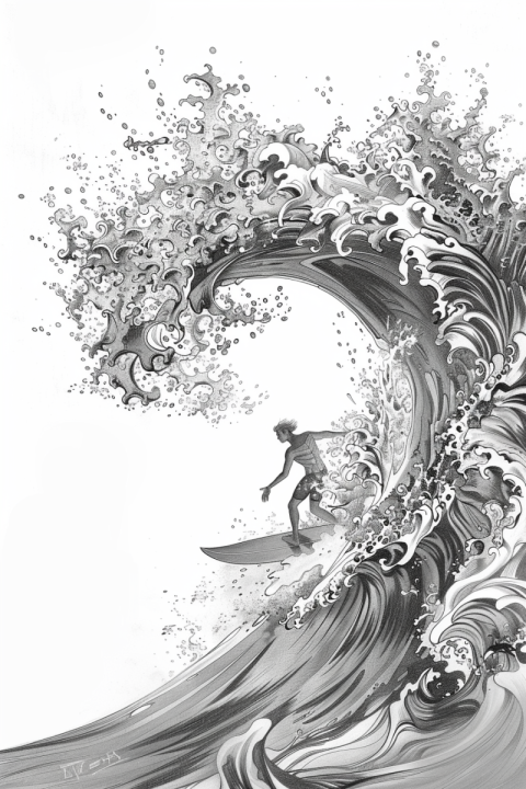 Chitrmela illustration of a surfer surfing wave in a pencil draw ed5843e5 50cc 47d3 90e8 882cd7086192 1