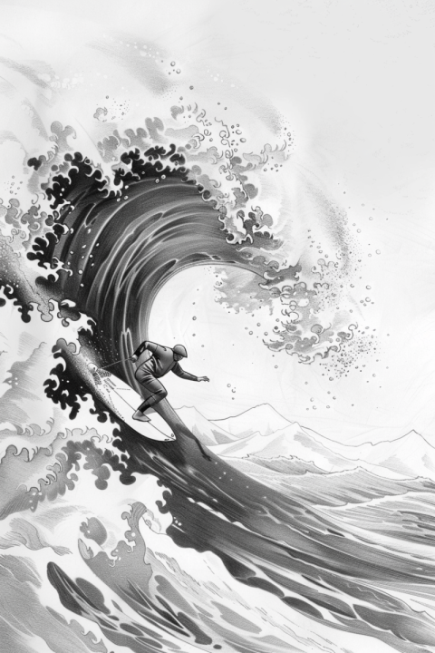 Chitrmela illustration of a surfer surfing wave in a pencil draw ed5843e5 50cc 47d3 90e8 882cd7086192 3