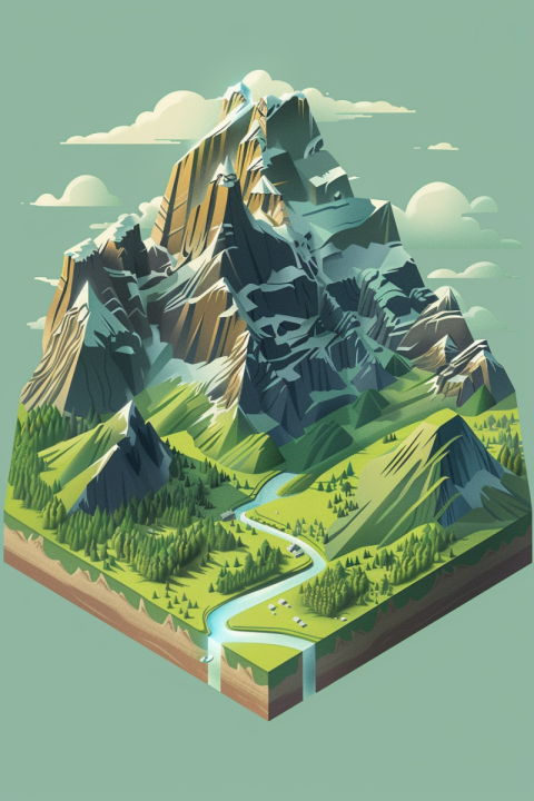 Chitrmela simple isometric illustration of an norvegian landscap a258a82f f9f2 4ae3 9b8f 9691432f3881 1