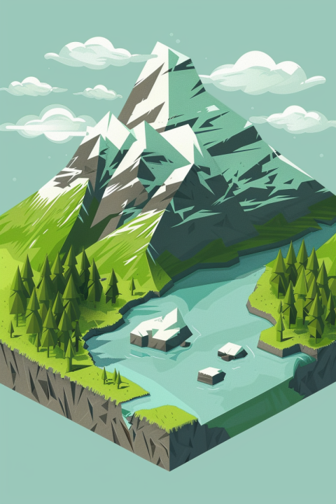 Chitrmela simple isometric illustration of an norvegian landscap a258a82f f9f2 4ae3 9b8f 9691432f3881 2