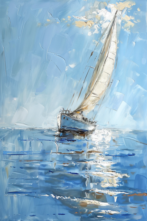 Chitrmela An oil painting of a sailboat on still ocean water wit b39a9de1 c089 4388 8928 eaf23a28ac13 0