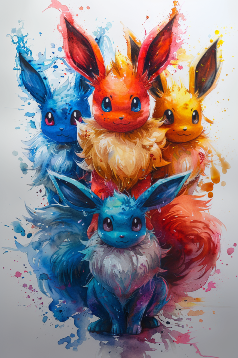 Chitrmela eevee pokemon watercolor illustration happy as can be  5bfc193d 0f4b 42f8 abf7 59c05853dc9e 0