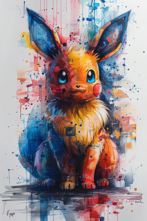 Chitrmela eevee pokemon watercolor illustration happy as can be  5bfc193d 0f4b 42f8 abf7 59c05853dc9e 2