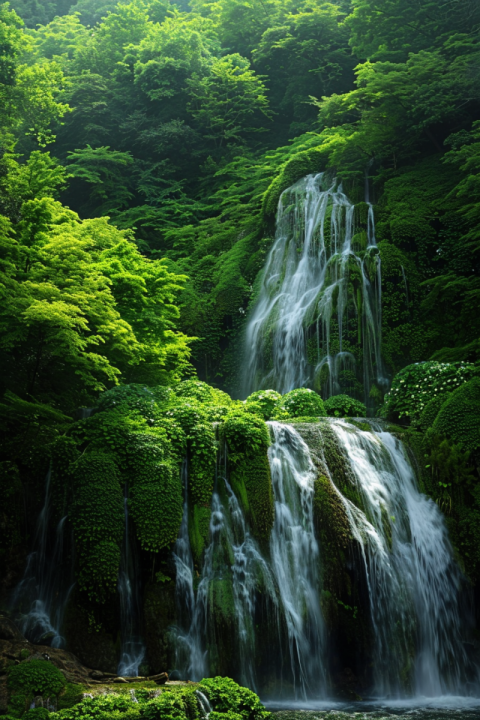 Chitrmela photography a green lush waterfall in the middle of th 1bb0ea05 0f11 4a1b 9442 e9debe94bdb4 2