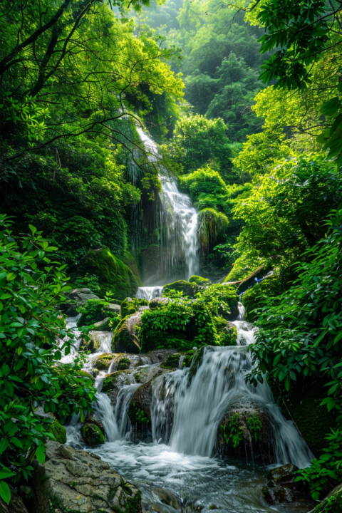 Chitrmela photography a green lush waterfall in the middle of th 1bb0ea05 0f11 4a1b 9442 e9debe94bdb4 3