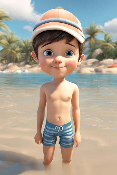 3D Boy on Beach