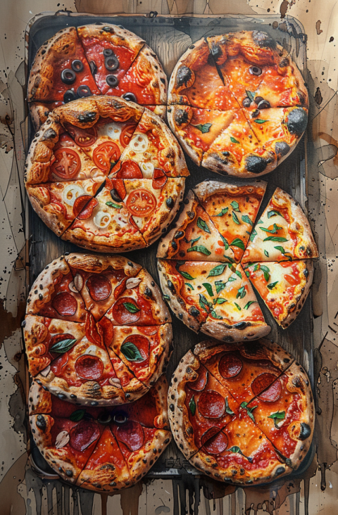 Chitrmela Illustration of a plate of pizza sideview and black te c5cc526b 80d2 4646 9e45 a79740693fb4 2