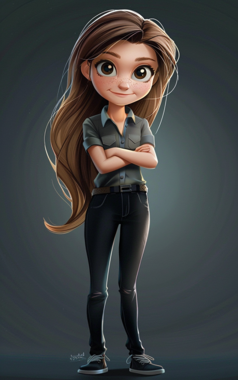 Chitrmela a cartoon girl stands and is smiling in the style of m c2711c8f 771a 479f ae01 e34baae4013c 0