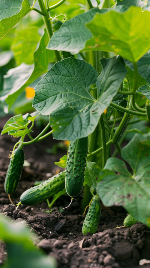 Chitrmela Close up of a cucumber plant in a garden with bright g 5ae73913 f42b 4f78 a001 311d6b4b270b 1