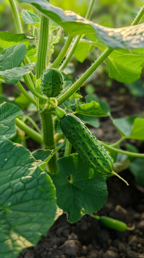 Chitrmela Close up of a cucumber plant in a garden with bright g 5ae73913 f42b 4f78 a001 311d6b4b270b 2