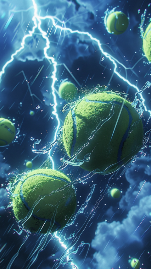 Chitrmela create an anime style image of tennis balls flying thr 195ac433 bba7 4c8b ba64 8a4758bc4750 0