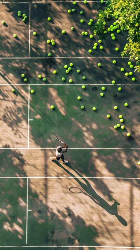 Chitrmela man playing tennis and a lot of tennis balls on the gr fe3bd0f0 2fe1 477a 9cdf 248506b43260 1