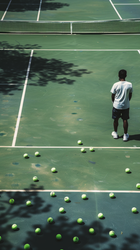 Chitrmela man playing tennis and a lot of tennis balls on the gr fe3bd0f0 2fe1 477a 9cdf 248506b43260 2