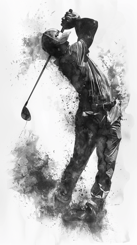 Chitrmela Black and white watercolor image of man swinging golf  997cebc9 0181 4f8b bb39 93dd1a66785e 0