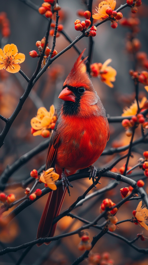 Chitrmela Cardinal on a branch during spring   ar 916   style ra 49c8e50a 8536 4595 a210 8220634907fa 2