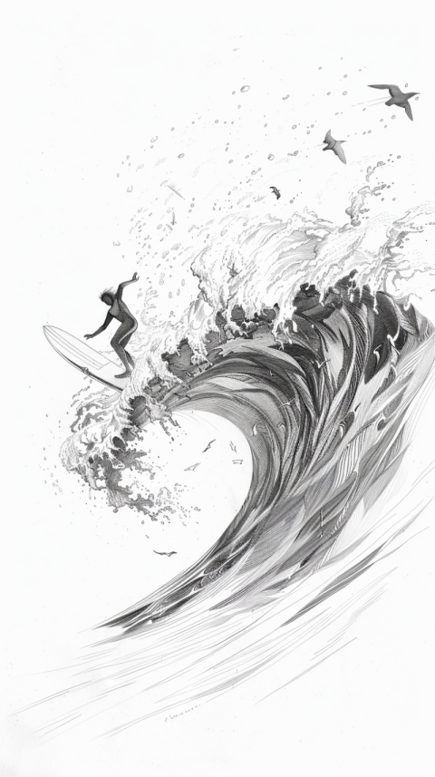 Chitrmela illustration of a surfer surfing wave in a pencil draw 2a3ce2f2 ab7e 46a9 80ee 1b5f03a3de24 2