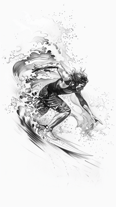 Chitrmela illustration of a surfer surfing wave in a pencil draw 2a3ce2f2 ab7e 46a9 80ee 1b5f03a3de24 3