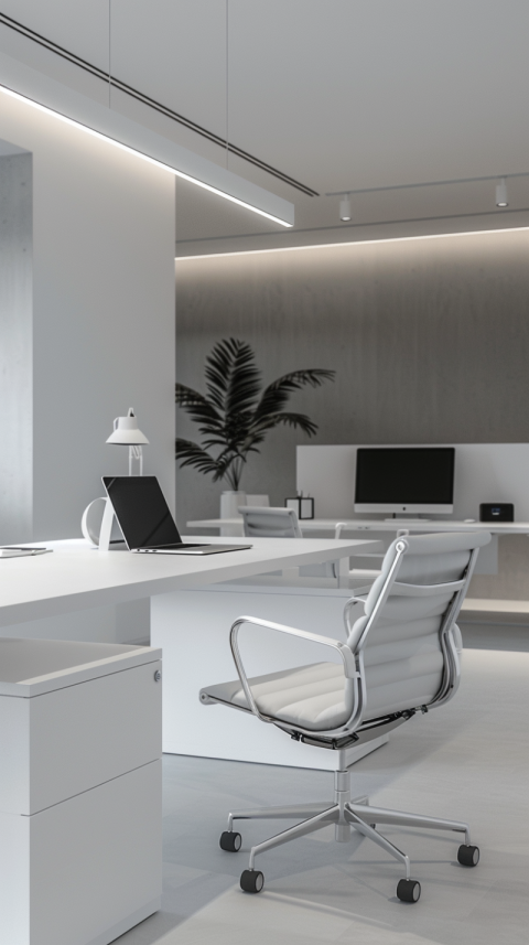 Chitrmela a modern office with white desks laptop desk chairs an 0d33fb8d f7e2 4faa 8232 28b45ee055d3 1