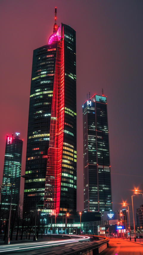 Chitrmela skyscrapers in Warsaw Poland at night   ar 916 34a38bdc 3d47 42f7 8fd6 4f95a92819a4 1