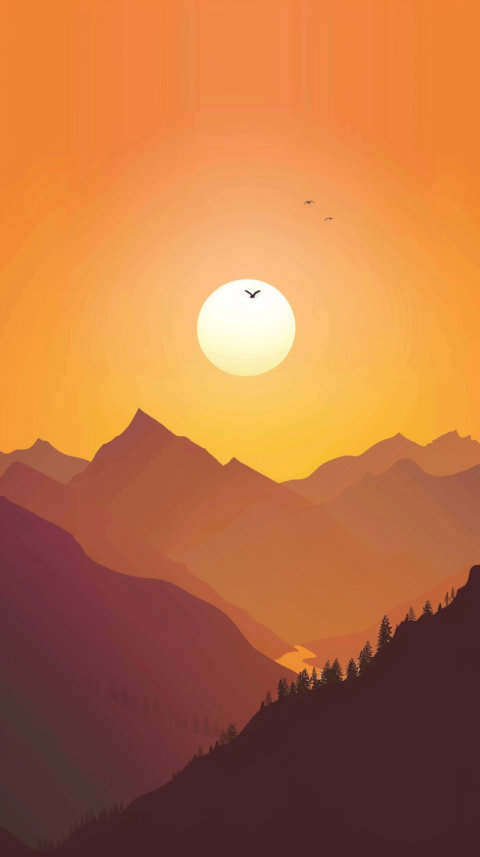 Chitrmela sunset mountain vector style soft orange background    6592f989 0357 4c13 9734 4f83b88cce14 1