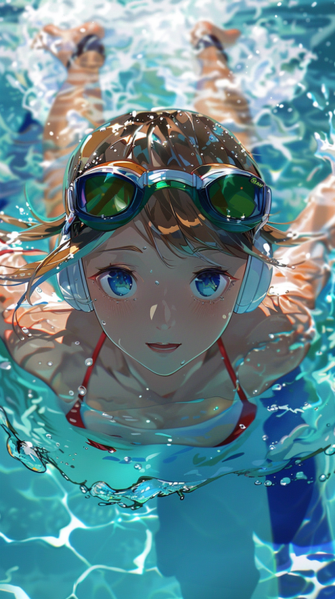 Chitrmela anime style 11 year old female swimmer during a race   0f9c8850 31d9 44e4 810c 401ee24bf57f 1