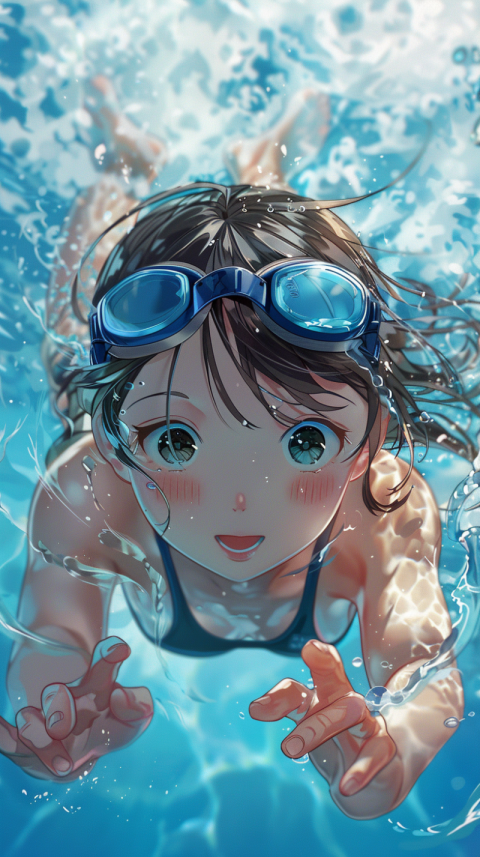 Chitrmela anime style 11 year old female swimmer during a race   0f9c8850 31d9 44e4 810c 401ee24bf57f 3