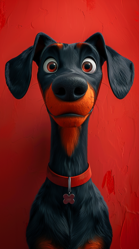 Chitrmela poster Pixar style a cute doberman showing only its he be7ff2c3 adc7 4443 bacb fcafc056596f 0