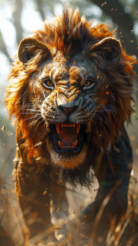 Chitrmela A close up of the lion scaring away the hunter with a  b1e97b64 c3bc 41a1 8655 50d41626c77c 1