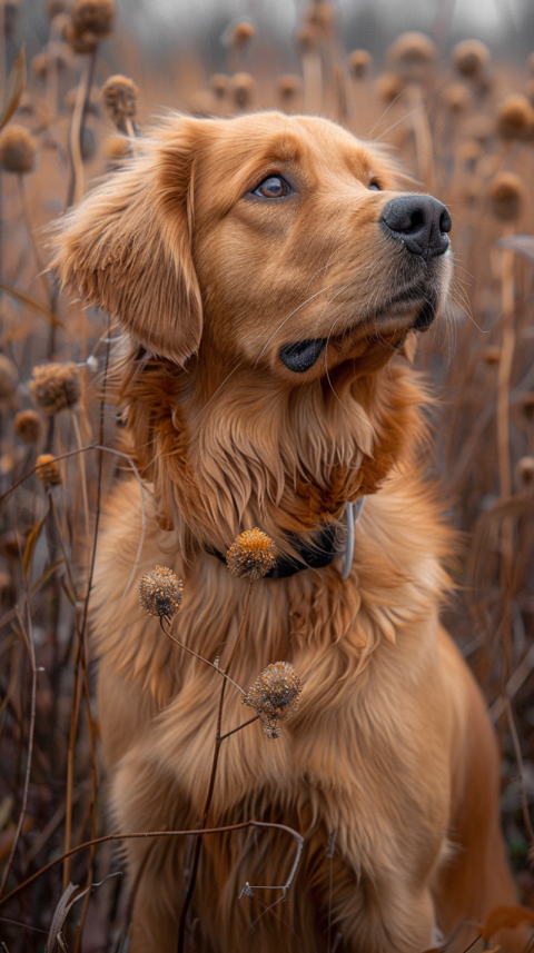 Chitrmela dog a golden retriever sitting in flora in the style o d425c310 2990 4216 a6f9 edf5ed150fcb 2