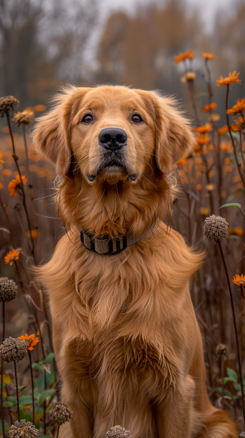 Chitrmela dog a golden retriever sitting in flora in the style o d425c310 2990 4216 a6f9 edf5ed150fcb 3