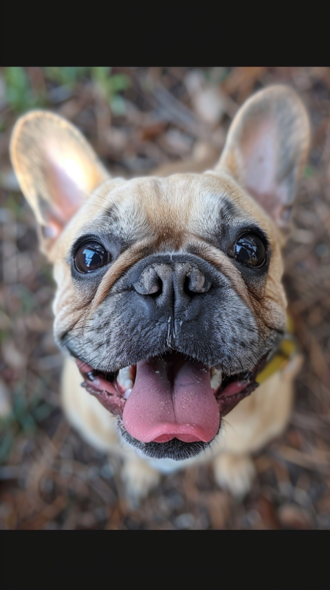 Chitrmela french bulldog  tongue out smiling  standing form Eyes 5752590c 8582 42a8 84e9 60b1f79abcf3 3