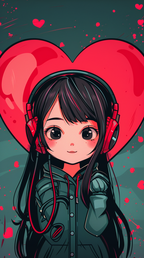 Chitrmela minimalist chibi k pop girl with headphones on giant h 32ef5d73 6cad 4520 9b5a 0b4b6108bc55 3