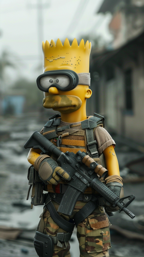 Chitrmela Bart Simpson wearing airsoft equiptment in the style o ecc7460c 9e69 4eb1 b023 2f590b44a905 0