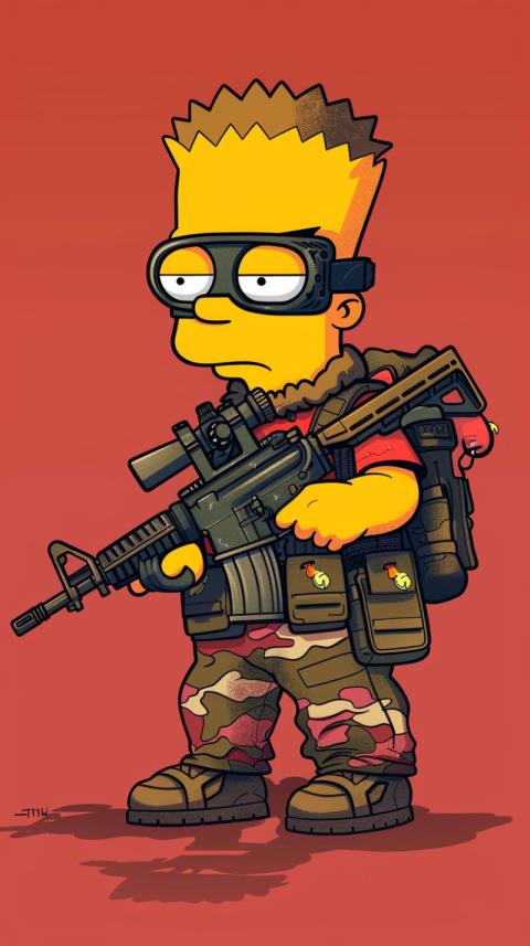 Chitrmela Bart Simpson wearing airsoft equiptment in the style o ecc7460c 9e69 4eb1 b023 2f590b44a905 1