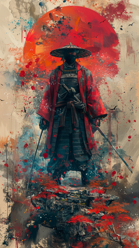 Chitrmela a samurai standing on the edge in the style of dark gr 5c07b5d5 9829 48f9 b7a6 494811637828 1