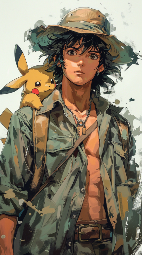 Chitrmela Ash and Pikachu from Pokmon anime style full body magn 349d4894 f728 4467 a90d e091c7750380 1