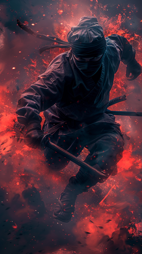 Chitrmela a fun ninja with nunchucks and a throwing star flying  585997de 2615 491c a54c bc87a06f72e2 2